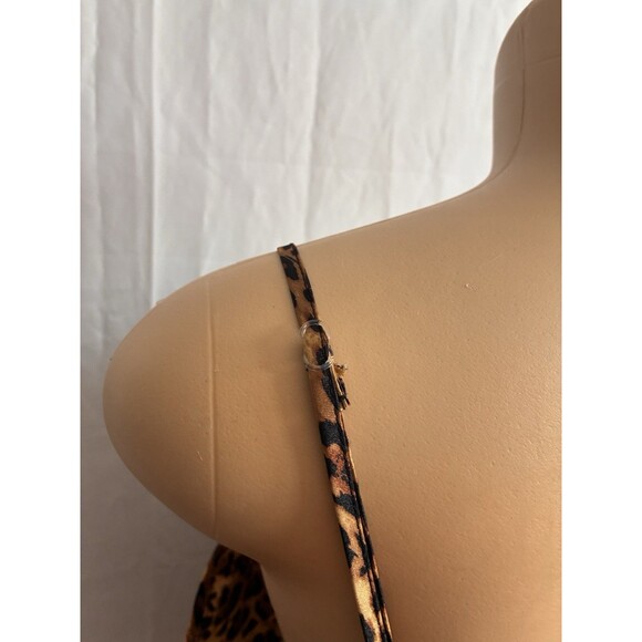 Sophia by Delicates Leopard Satin Slip Dress L Nightgown Chemise Black Lace Y2K - Picture 5 of 9